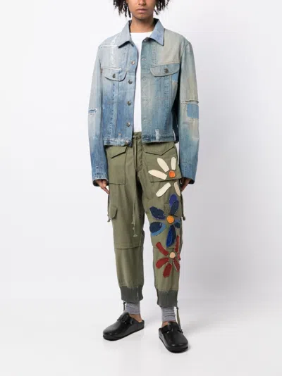 Shop Greg Lauren Distressed-effect Denim Jacket