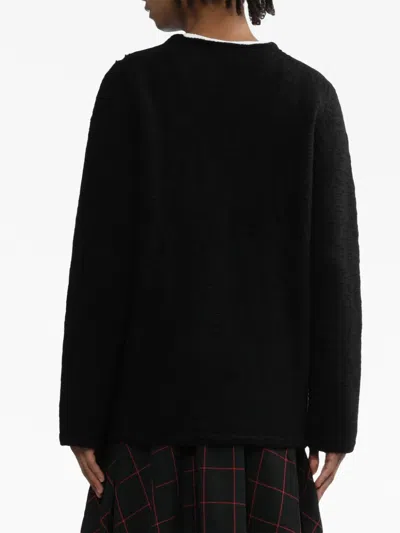 Shop Black Comme Des Garçons Distressed-effect Wool Jumper