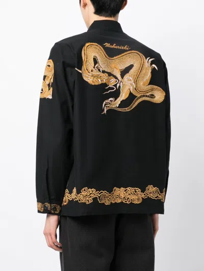 Shop Maharishi Dragon-embroidery Short-sleeve Shirt
