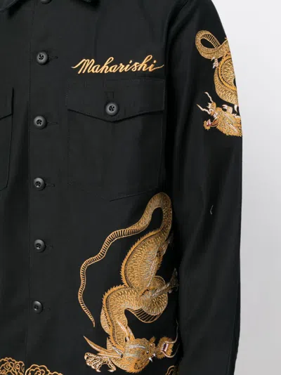 Shop Maharishi Dragon-embroidery Short-sleeve Shirt