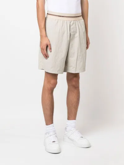 Shop Helmut Lang Elasticated Cotton Shorts