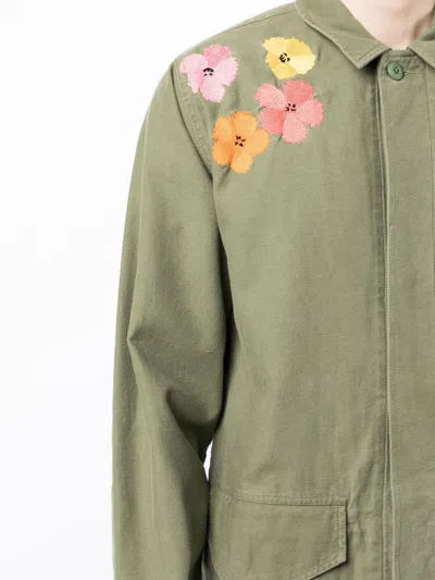 Shop Maharishi Embroidered Floral Shirt Jacket