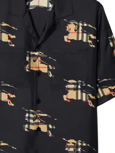Shop Burberry Equestrian Knight-print Silk Shirt