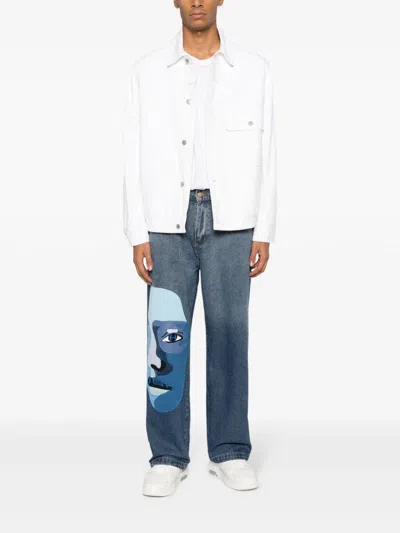 Shop Kidsuper Face-patchwork Straight-leg Jeans