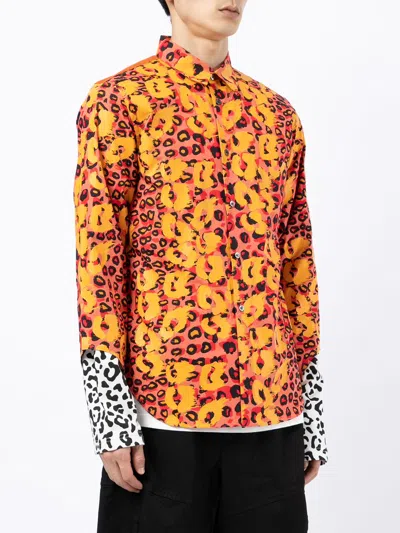 Shop Black Comme Des Garçons Filip Pagowski Print Cut-out Cuff Shirt