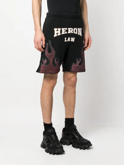 Shop Heron Preston Flame-print Cotton Shorts