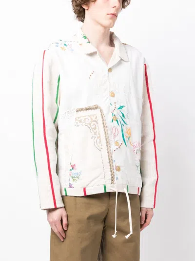 Shop By Walid Floral-embroidered Buttoned Shirt Jacket
