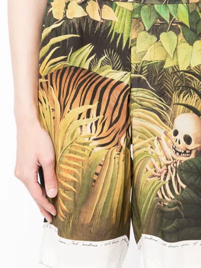 Shop Endless Joy Forest Graphic-print Silk Shorts