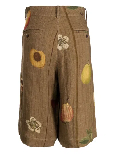Shop Uma Wang Fruit-print Linen Shorts