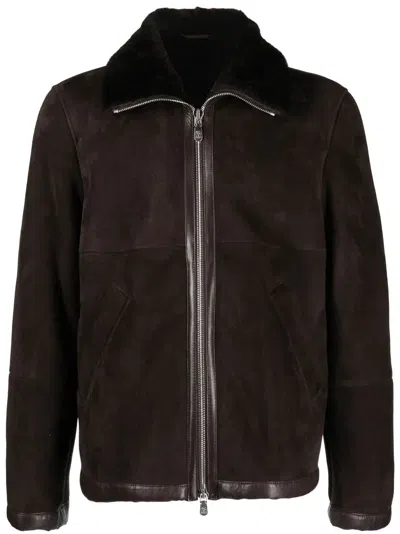 Shop Brunello Cucinelli Fur-lining Leather Jacket