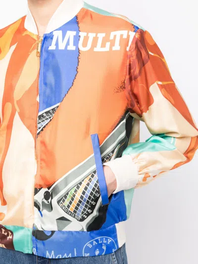 Bally Silk Printed Bomber Jacket In Multicolour