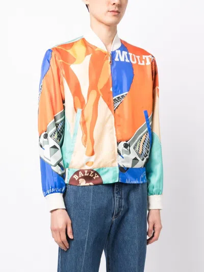 Bally Silk Printed Bomber Jacket In Multicolour