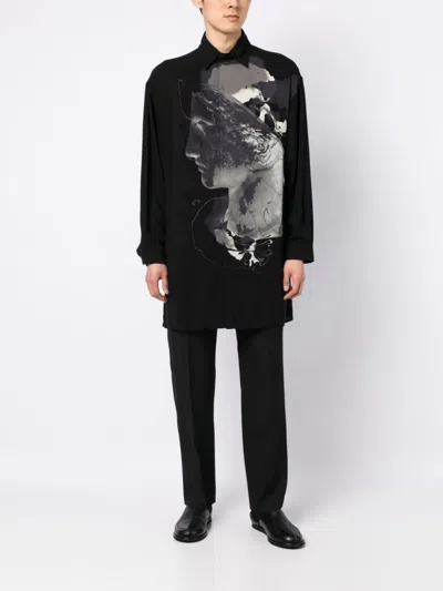 Shop Yohji Yamamoto Graphic-print Long-sleeve Shirt