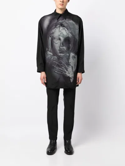 Shop Yohji Yamamoto Graphic-print Silk Shirt