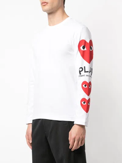 Shop Comme Des Garçons Play Heart Printed Sleeves T-shirt