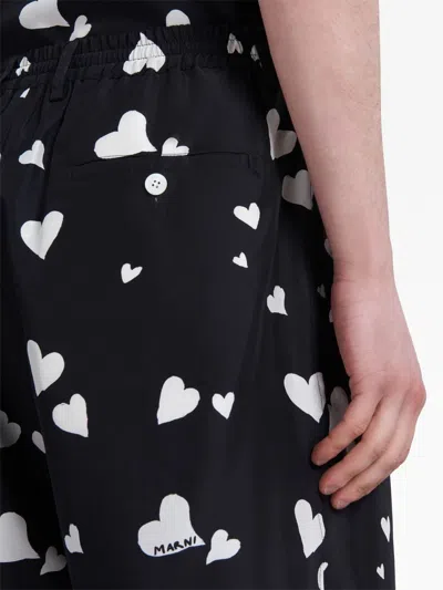 Shop Marni Heart-print Silk Bermuda Shorts