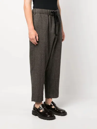 Shop Uma Wang Herringbone-pattern Straight-leg Trousers
