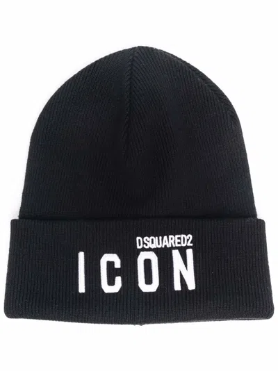 Shop Dsquared2 Icon Logo-embroidered Knitted Beanie