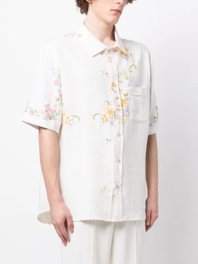 Shop By Walid James Embroidered Linen Shirt