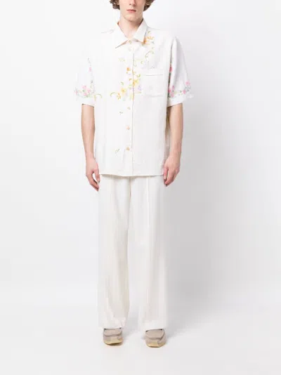 Shop By Walid James Embroidered Linen Shirt