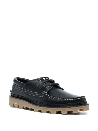 Shop Dunhill Lace-up Leather Boat Shoes