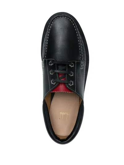 Shop Dunhill Lace-up Leather Boat Shoes
