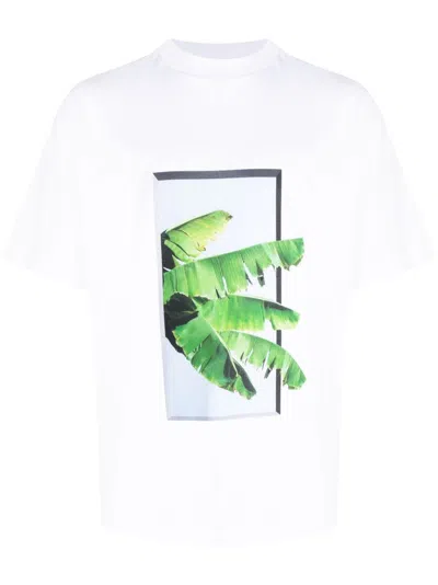 Shop Blue Sky Inn Leaf-print Cotton T-shirt