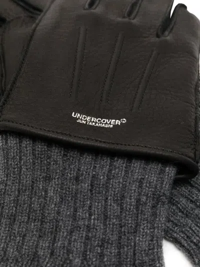 Shop Undercover Leather And Wool Gloves