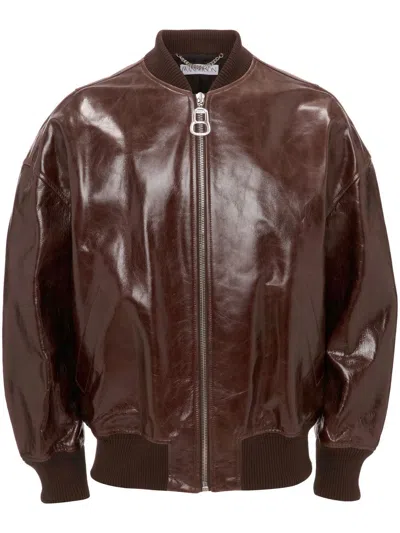 Shop Jw Anderson Leather Bomber Jacket