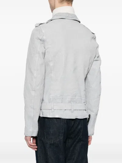 Shop Yohji Yamamoto Leather Belted Biker Jacket