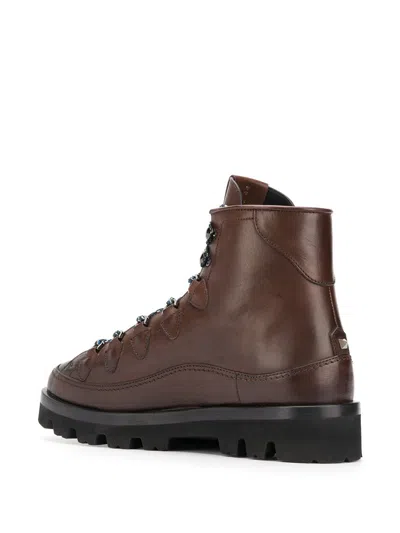 Shop Valentino Leather Lace-up Hiking Boots