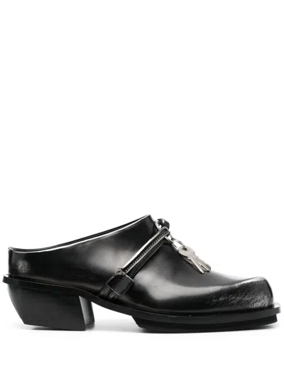 Shop Jordanluca Lock-detail Calf-leather Slippers