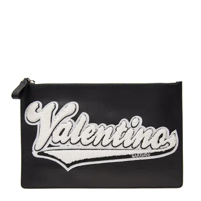 Shop Valentino Logo Appliqued Clutch