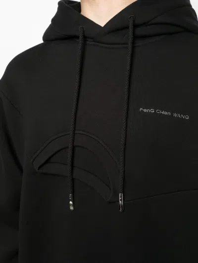 Shop Feng Chen Wang Logo Embroidered Layered Detail Hoodie