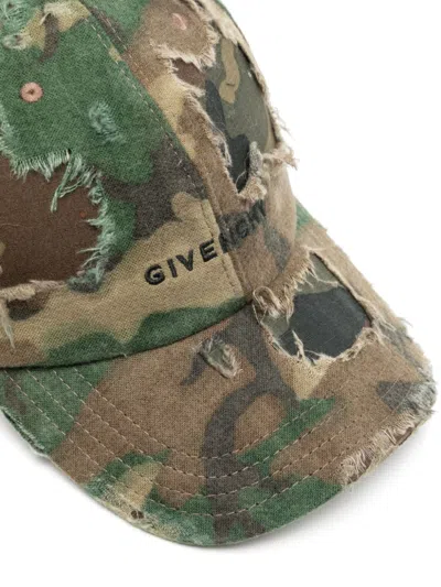 Shop Givenchy Logo-embroidered Camouflage Distressed Cap