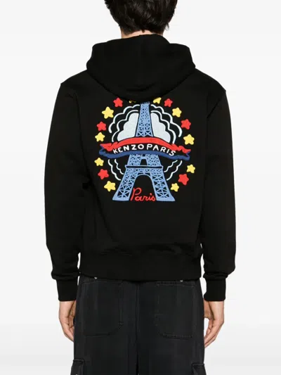 Shop Kenzo Logo-embroidered Cotton Hoodie