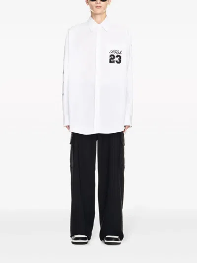 Shop Off-white Logo-embroidered Cotton Shirt