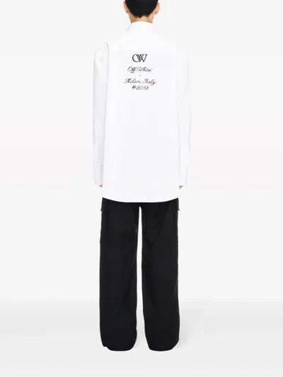 Shop Off-white Logo-embroidered Cotton Shirt