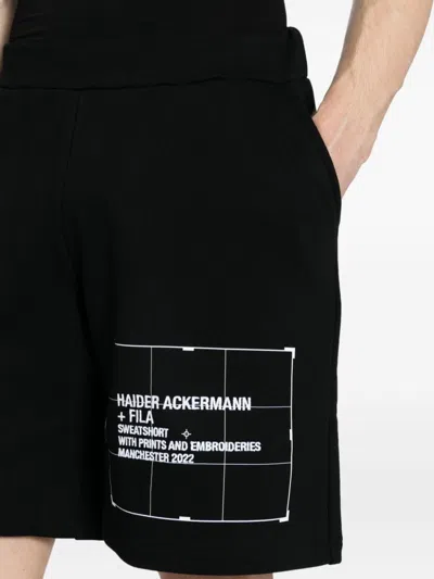 Shop Haider Ackermann Logo-embroidered Cotton Track Shorts