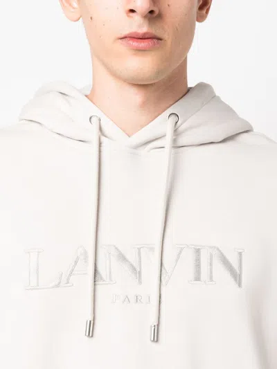 Shop Lanvin Logo-embroidered Fleece Hoodie