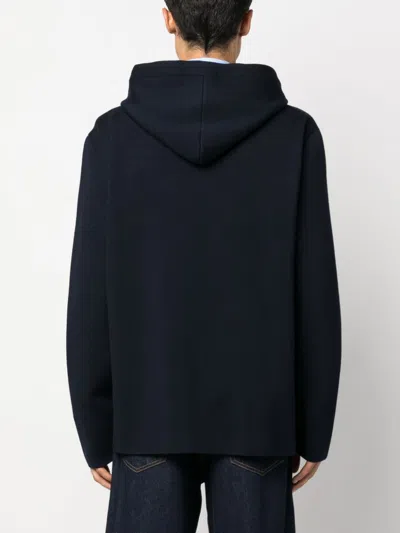 Shop Lanvin Logo-embroidered Knit Wool-blend Hoodie