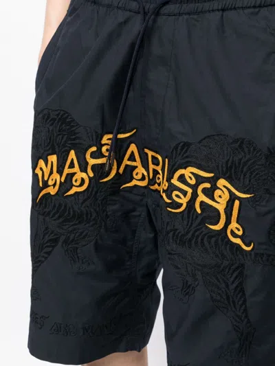 Shop Maharishi Logo-embroidery Drawstring Track Shorts