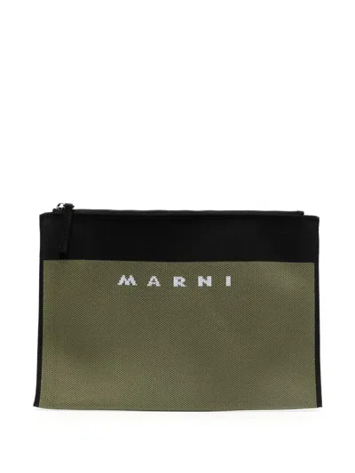 Shop Marni Logo-jacquard Clutch Bag