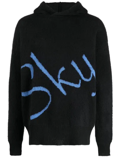 Shop Blue Sky Inn Logo-jacquard Knitted Hoodie