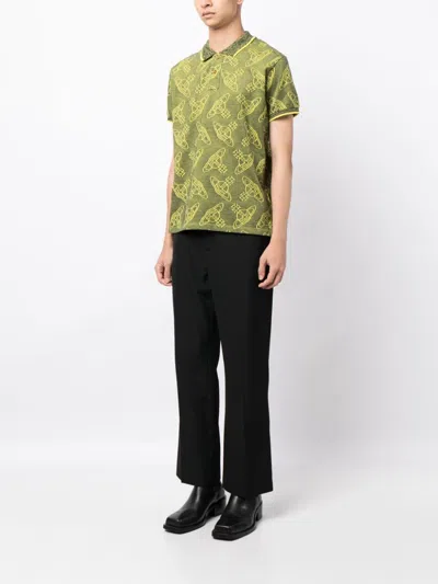 Shop Vivienne Westwood Logo-jacquard Cotton Polo Shirt