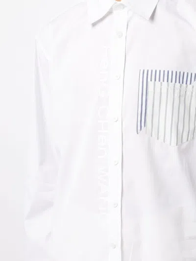 Shop Feng Chen Wang Logo-print Cotton-blend Shirt