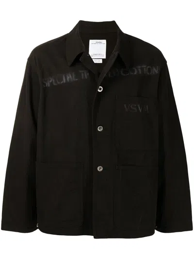 Shop Visvim Logo-print Crinkle-effect Shirt Jacket