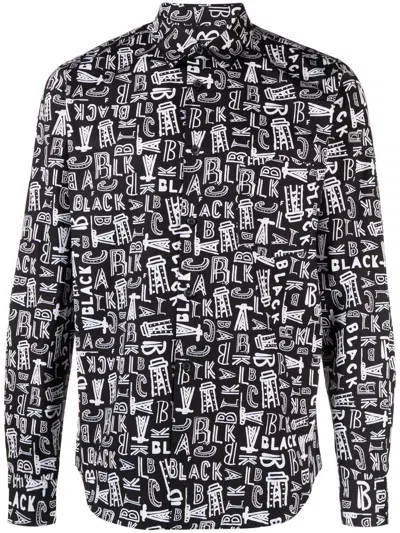 Shop Black Comme Des Garçons Logo-print Long-sleeve Shirt