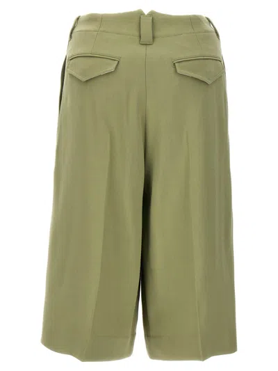 Shop Ami Alexandre Mattiussi Ami Paris Pin Tuck Bermuda Shorts In Green