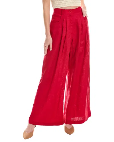 Shop Farm Rio High-waist Linen Pant In Red